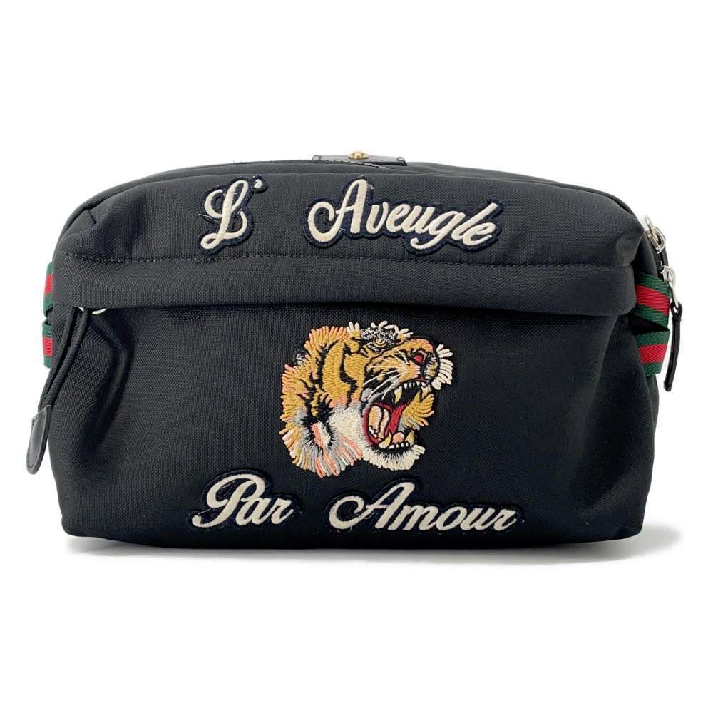Gucci Body Bum Crossbody Belt Bag Sherry Tiger Waist Black